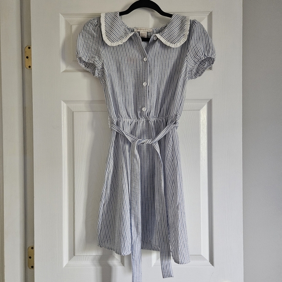 Monteau Blue and White Striped Mini Dress - Picture 1 of 5